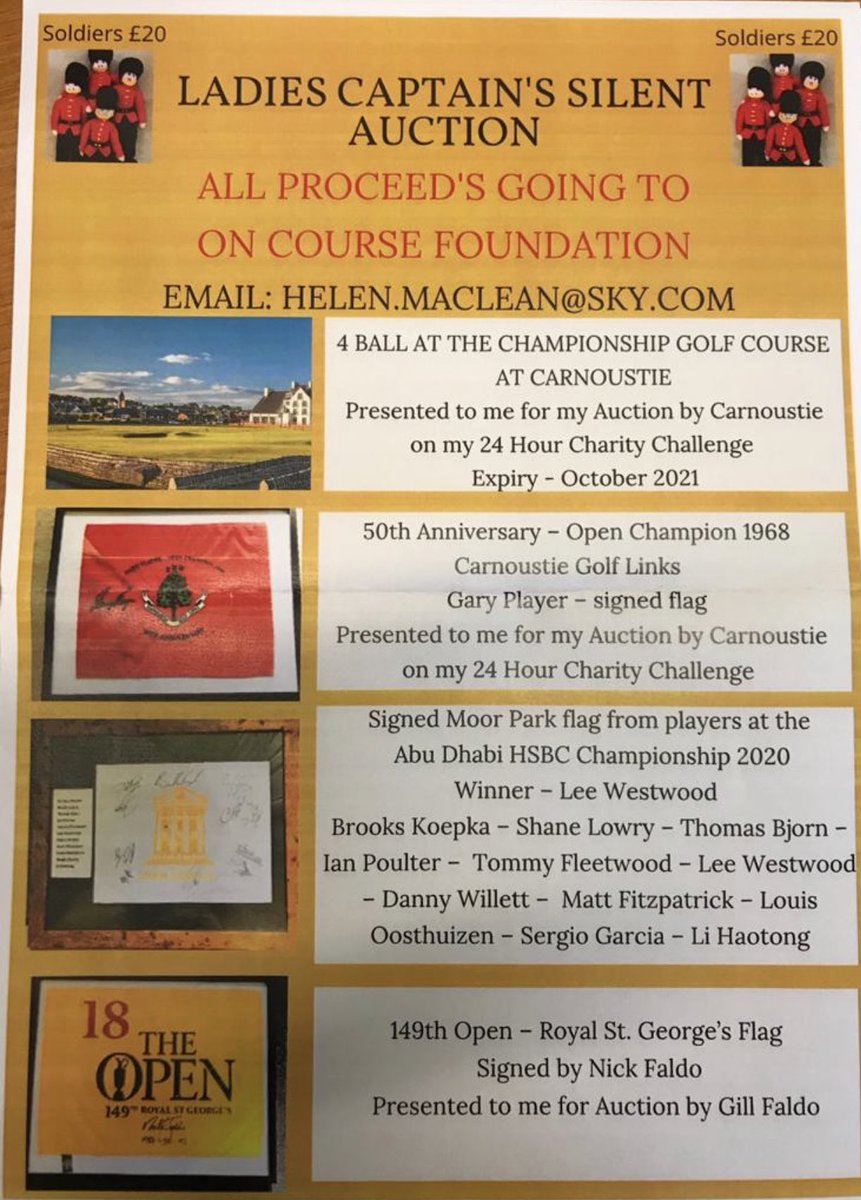 For all you memorabilia collectors out there. Hopefully something here takes your fancy and helps out <a href="/Moorparkgolf/">Moor Park Golf Club</a> Lady Captains Charity <a href="/OnCourseCharity/">On Course Foundation</a>