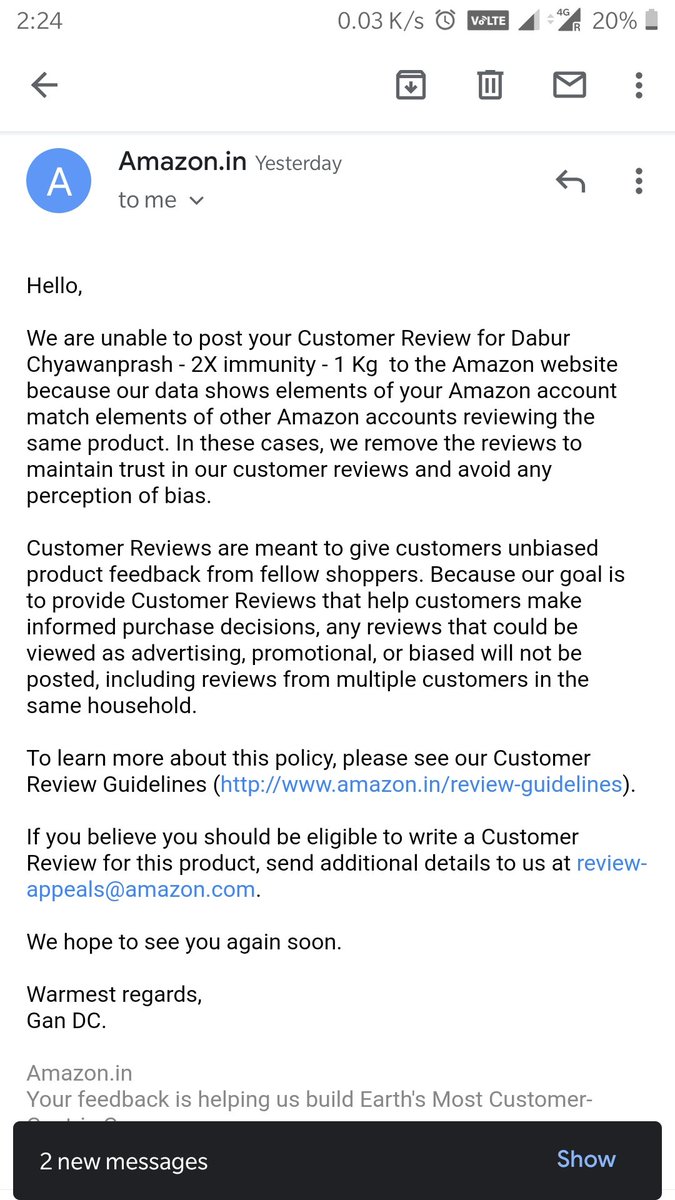  @amazonIN  @AmazonHelp  #Amazon  @ShieldVoC  @inconsumerforum  #Amazon is just playing around without telling me what exactly was wrong in my review.I just want to know what exactly was wrong in my review.My review lines can be seen in first 2-3 tweets of this thread itself.