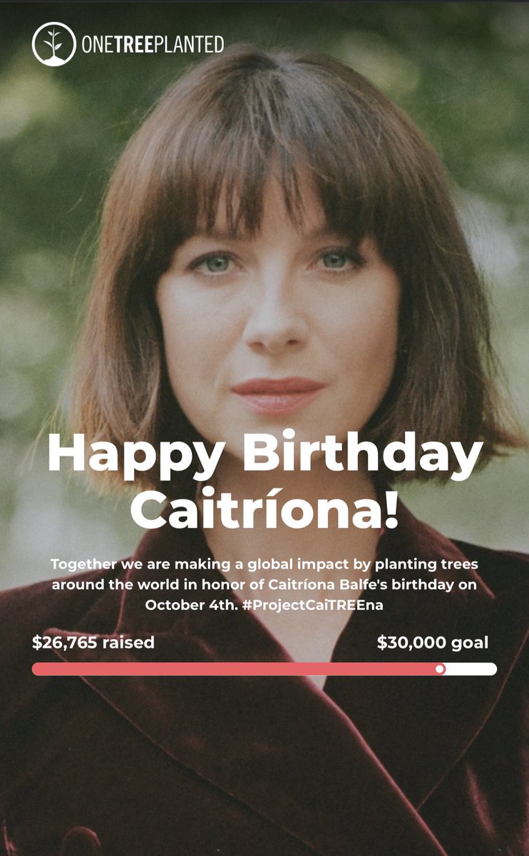 Wishing my wonderful friend + brilliant costar @caitrionambalfe HAPPY BIRTHDAY! Strong, intelligent, passionate woman who stands for equality and democracy. Love u loads. Please join me, donate to @onetreeplanted TY to the wonderful fans who set this up! …riona-birthday-fundraiser.raisely.com