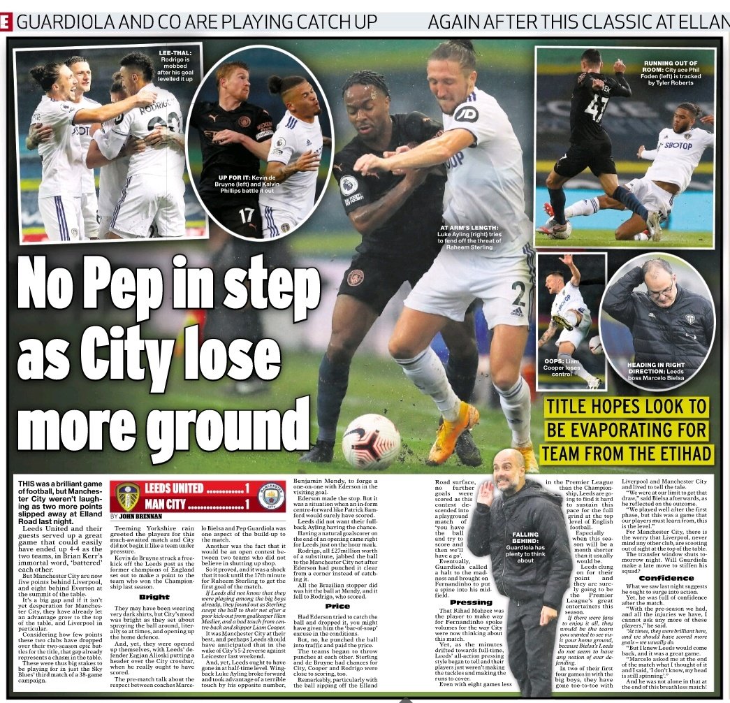 John_MooreMOT's tweet image. Sunday World on Leeds v Man City and a view that Leeds will not sustain this pace at the top level #thinkwrong #MOT