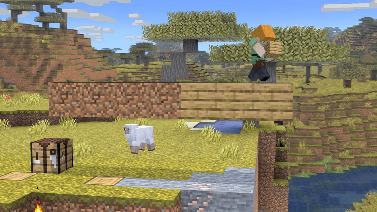 NintendoFrance's tweet image. Grâce aux blocs, vous pouvez bloquer des projectiles, vous enfuir d'une situation épineuse ou encore empêcher l'adversaire de revenir sur le stage ! #Minecraft #SmashBrosUltimate