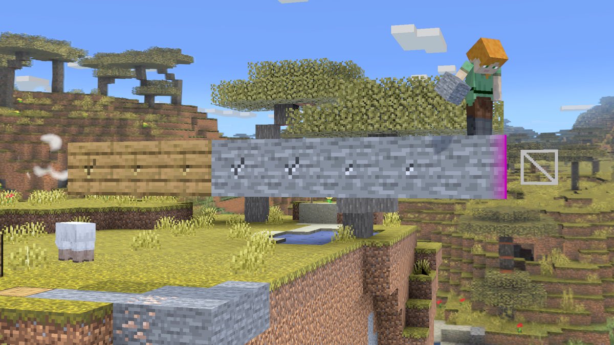 NintendoFrance's tweet image. Grâce aux blocs, vous pouvez bloquer des projectiles, vous enfuir d'une situation épineuse ou encore empêcher l'adversaire de revenir sur le stage ! #Minecraft #SmashBrosUltimate