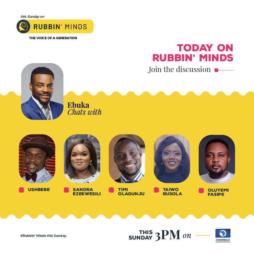 Today on @rubbinmindsnow we’ll be discussing #NigeriaAt60, #OndoDecides2020 and #EndSARS.
Tune in at 3pm on @channelstv
