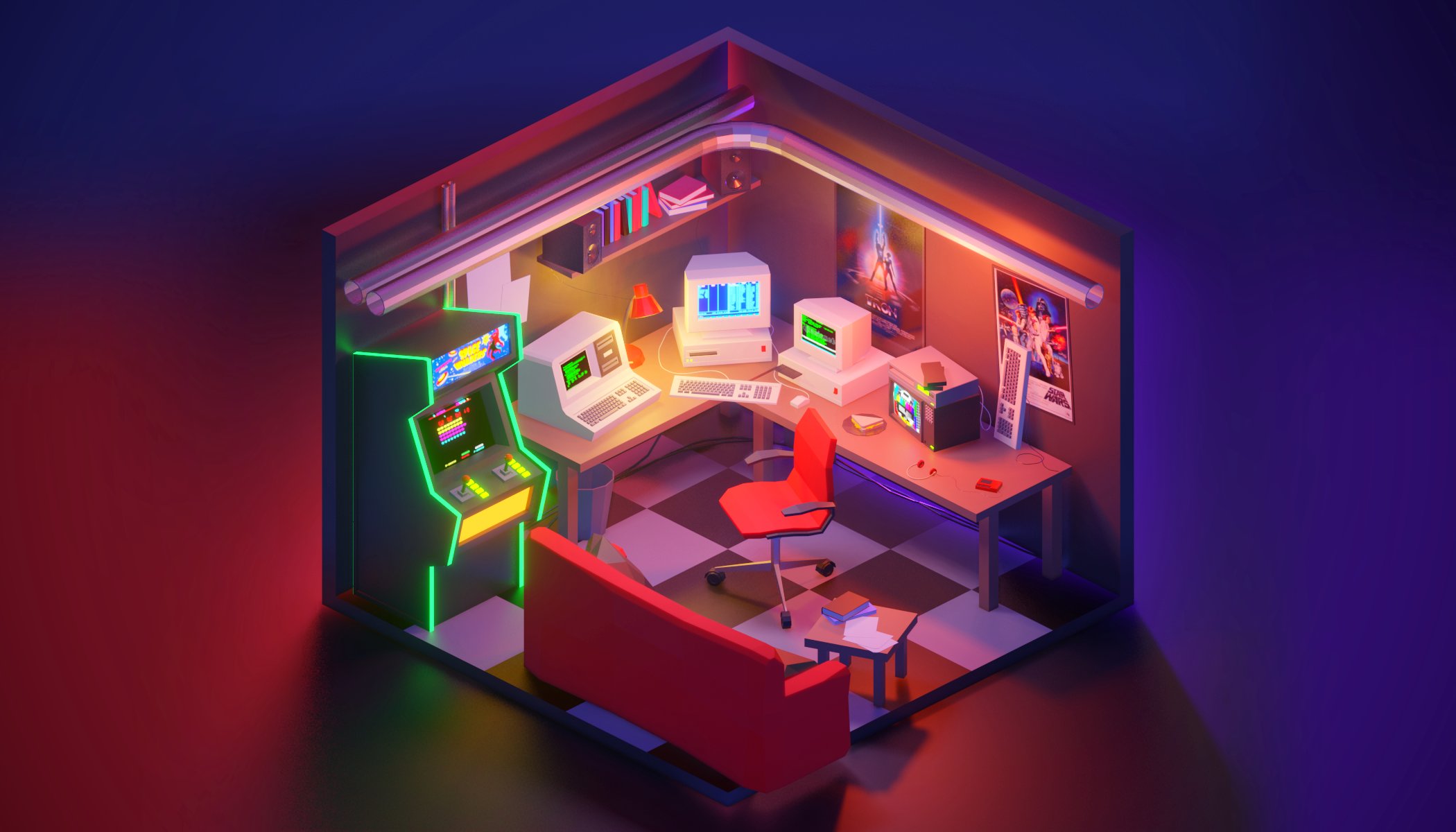 3d isometric Room гейминг