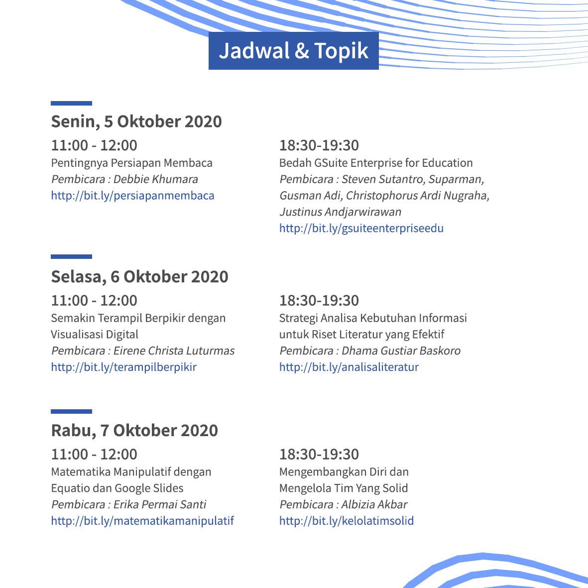 Kemdikdasmen's tweet photo. #SahabatDikbud, Guru Berbagi Kemendikbud bersama 
@RefoIndonesia &amp; @Google kembali mengadakan #IndonesiaEduWebinars dgn tema "Keterampilan Mengajar &amp; Belajar di Abad 21 &amp; Literasi Dasar", 5--9 Oktober 2020. Yuk, ikut serta! Info selengkapnya kunjungi https://t.co/krUuJH2f88. https://t.co/pwv4mQWACj