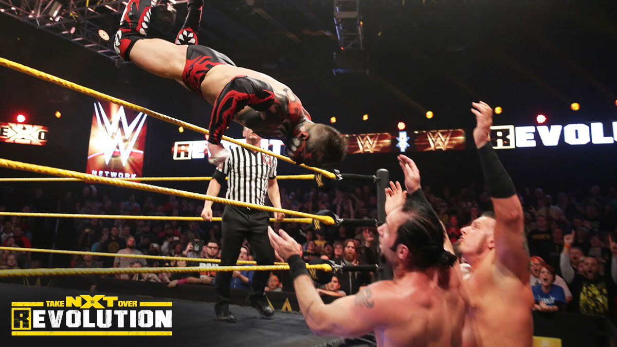 The Ascension Vs Hideo Itami & Finn BálorPairing the hot imports BADLY backfires when The Demon’s debut is so spellbinding that it bludgeons Itami’s aura. They were a fucking ripper team, it’s still good, but by “it”, I mean Finn’s NXT push, not Hideo’s. Oops.IT’S STILL GOOD!