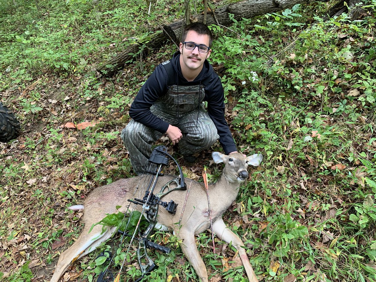 This kid. First one with a bow on his first time out with a bow!  Atta boy Tristen