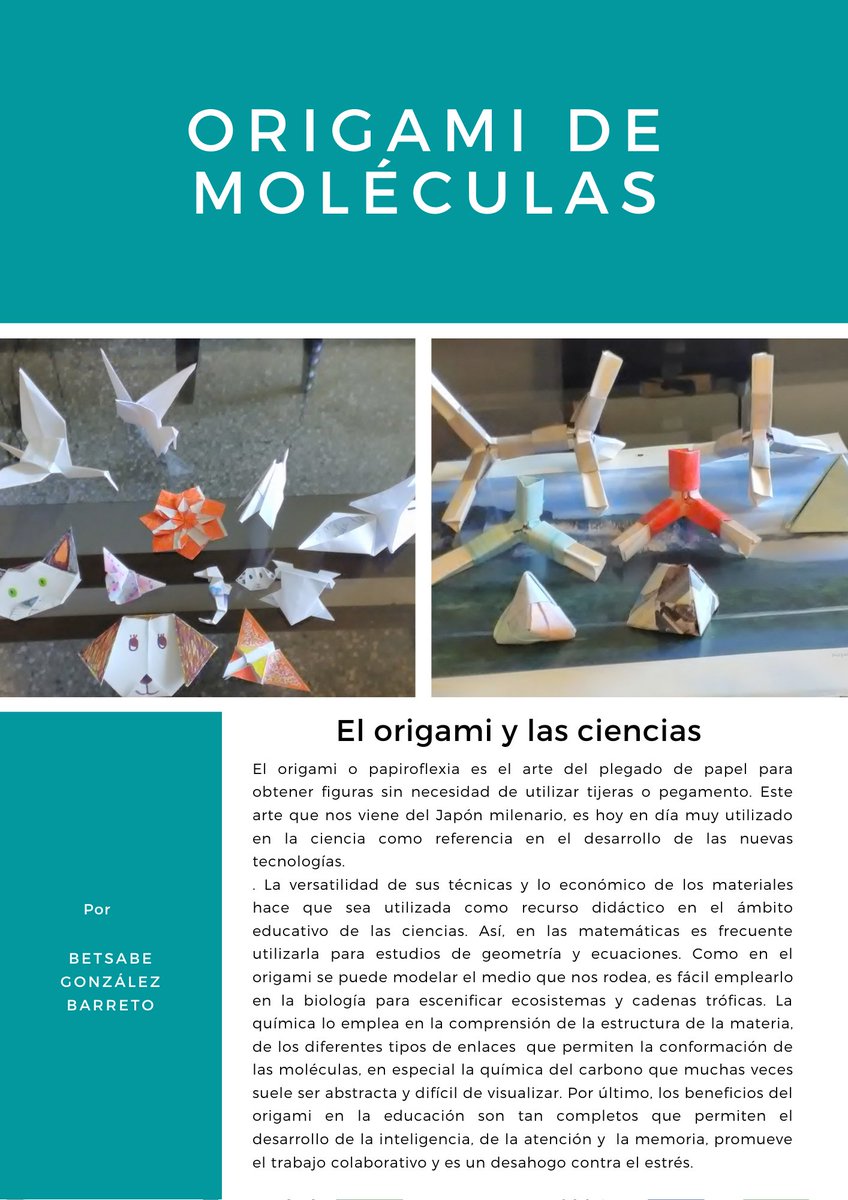 ExposicionP's tweet photo. Origami de moléculas - Docente: Betsabé Gonzalez https://t.co/eZUQWYtOGG