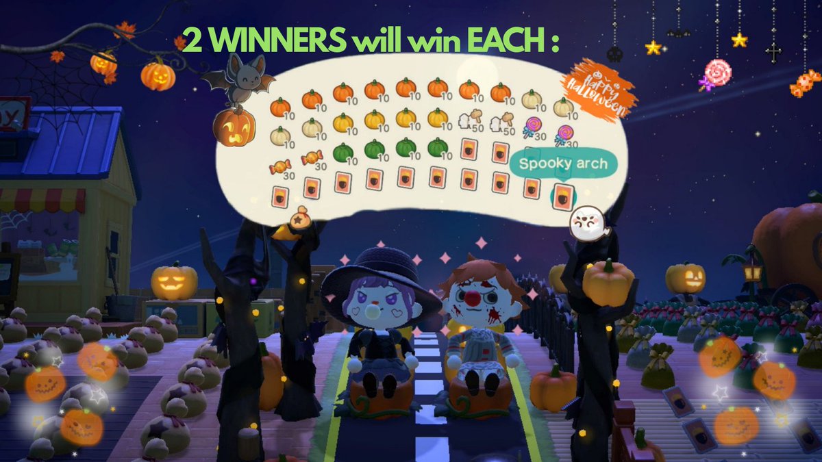 sseraphim27's tweet photo. 💚👻SPOOKY DIYs GA👻💚

2 WINNERs will win EACH everything in the pic's pocket inventory
To Enter:
🎃 Follow me, @Villas_Horizons &amp; @KikiDeliveries
🎃 RT &amp; LIKE
🎃 reply ur fave spooky diy ✨

ENDs on OCT6 10PM (GMT+8)

#ACNH #ACNHgiveaway #dodocode #ACNHgiveaways #ACNHTRADE https://t.co/pfRmHO67nU