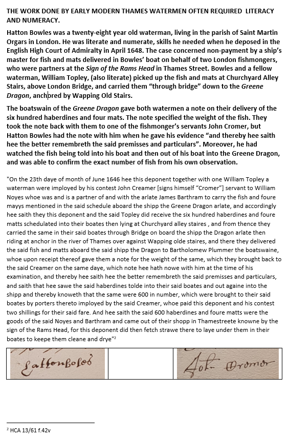 Marinelivesorg's tweet photo. Early Modern Thames watermen had good literacy and quantitative skills. Read this case study to see why #signsofliteracy @judyzara @Brodie_Waddell https://t.co/ZKyK3MZ3yn