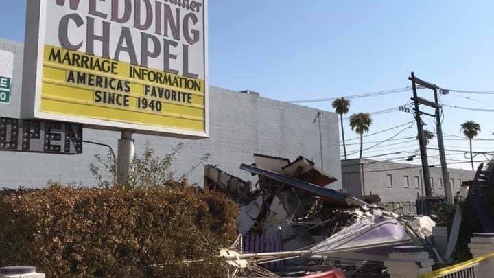 NVPreservation's tweet photo. Please sign the petition! With the sudden demolition of the WeeKirk Chapel in downtown Las Vegas on Sat., Oct. 3, we are asking #LasVegas City Council to enact a "Demolition Review" ordinance for buildings constructed at least 40 years ago. https://t.co/F05ahGtgQ0 #losthistory https://t.co/OE9ixfrEuQ