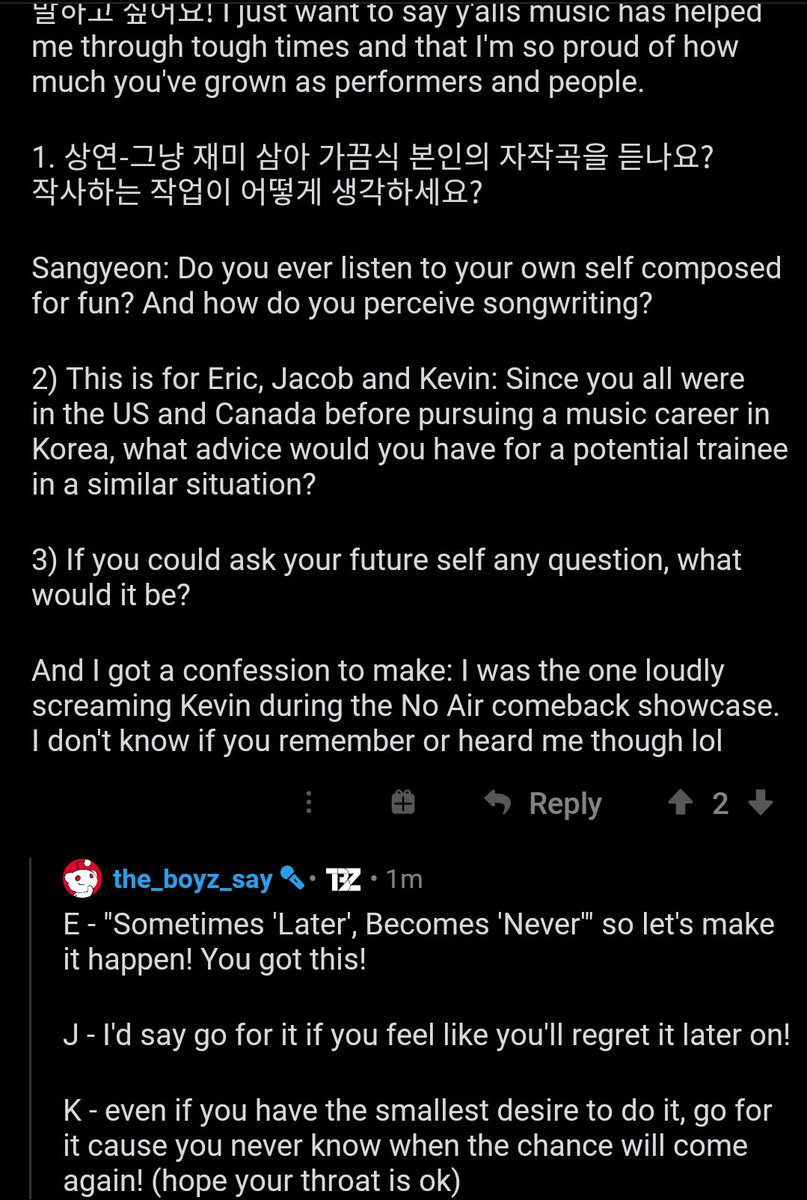 [The Boyz Reddit AMA]Some inspiring answers by English line