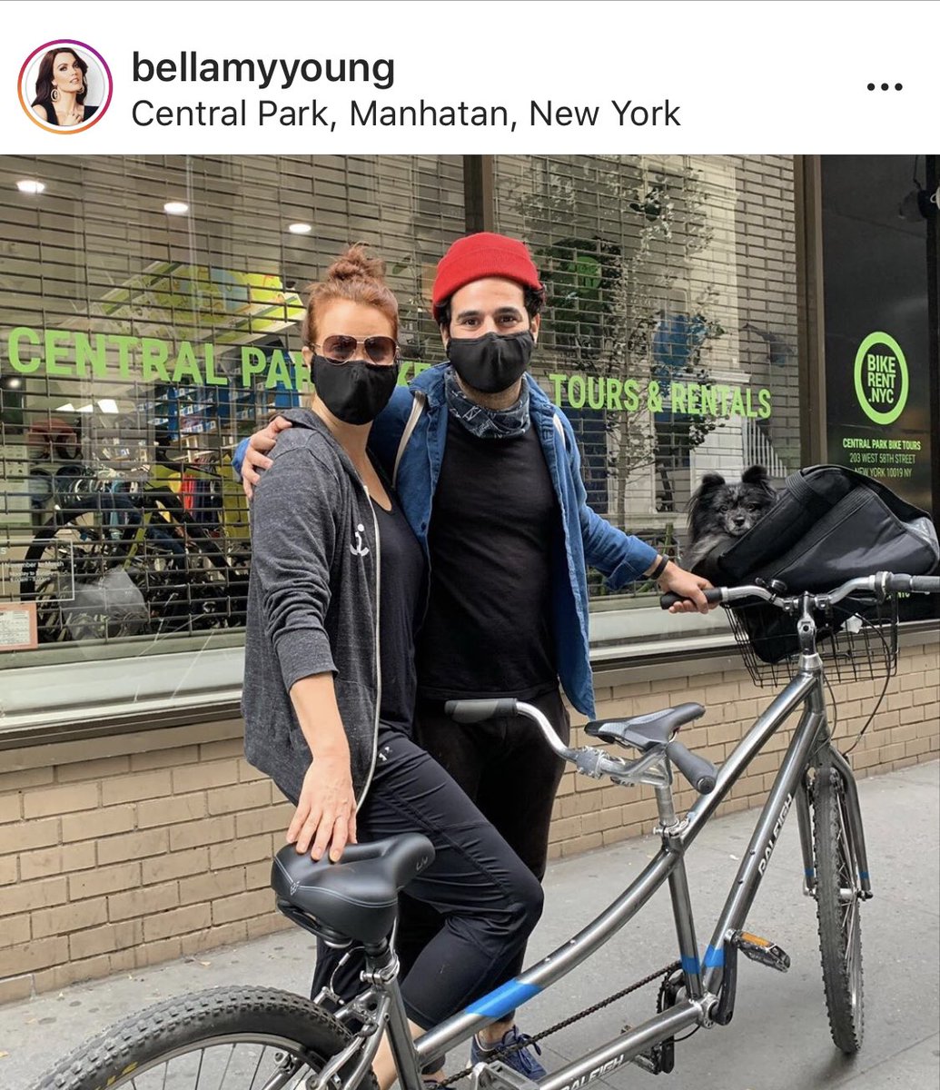 RikkiWilde's tweet photo. WHILE OFF THE #ProdigalSon SET: BellamyYoung
#BellamyYoung and #PedroSegundo and their fur baby Razor cruising through Central Park as PS teaches BY how to ride a bike. Maybe we’ll see #JessicaWhitly on a bicycle in #ProdigalSon then? ☺️ https://t.co/PU1iz7379i
