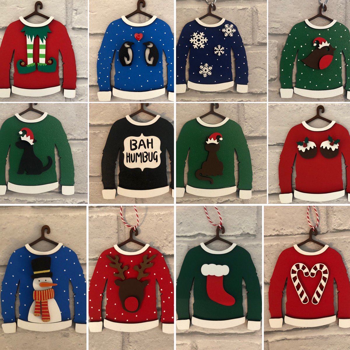 Annett905's tweet photo. @RReviews_blog Just finished off these Christmas jumper decorations and got them in my Etsy shop. https://t.co/4vXSPkOFJp https://t.co/I5igfv8h72