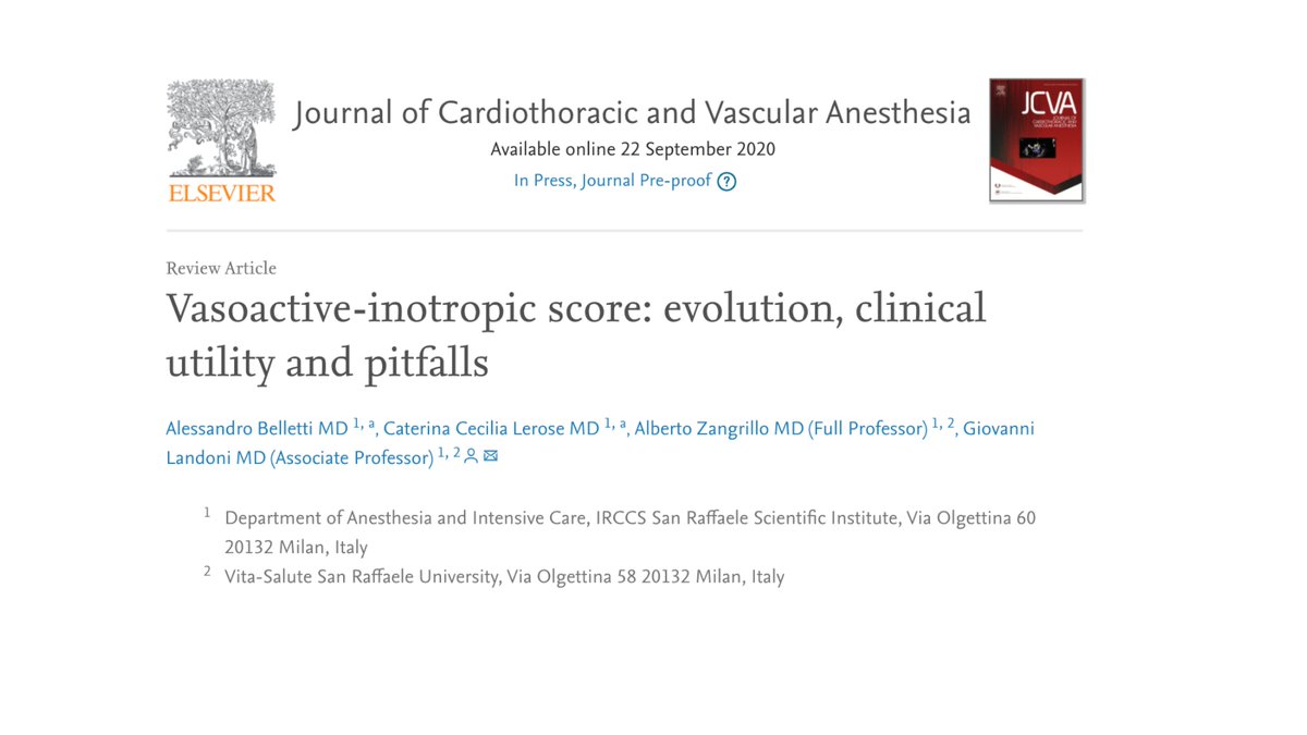 SRAnesthesiaICU's tweet photo. There is high variability in the choice of first-line vasoactive drugs in hemodynamically unstable patients.
The vasoactive-inotropic score allows to standardize the degree of hemodynamic support regardless of molecule used.
Read @JCVAonline https://t.co/m4AazlEOyj
#FOAMcc https://t.co/KrtDQn75H8