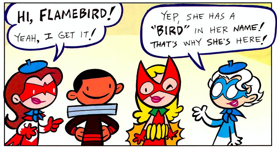 Then in Tiny Titans #22 she joins the Bird Scouts