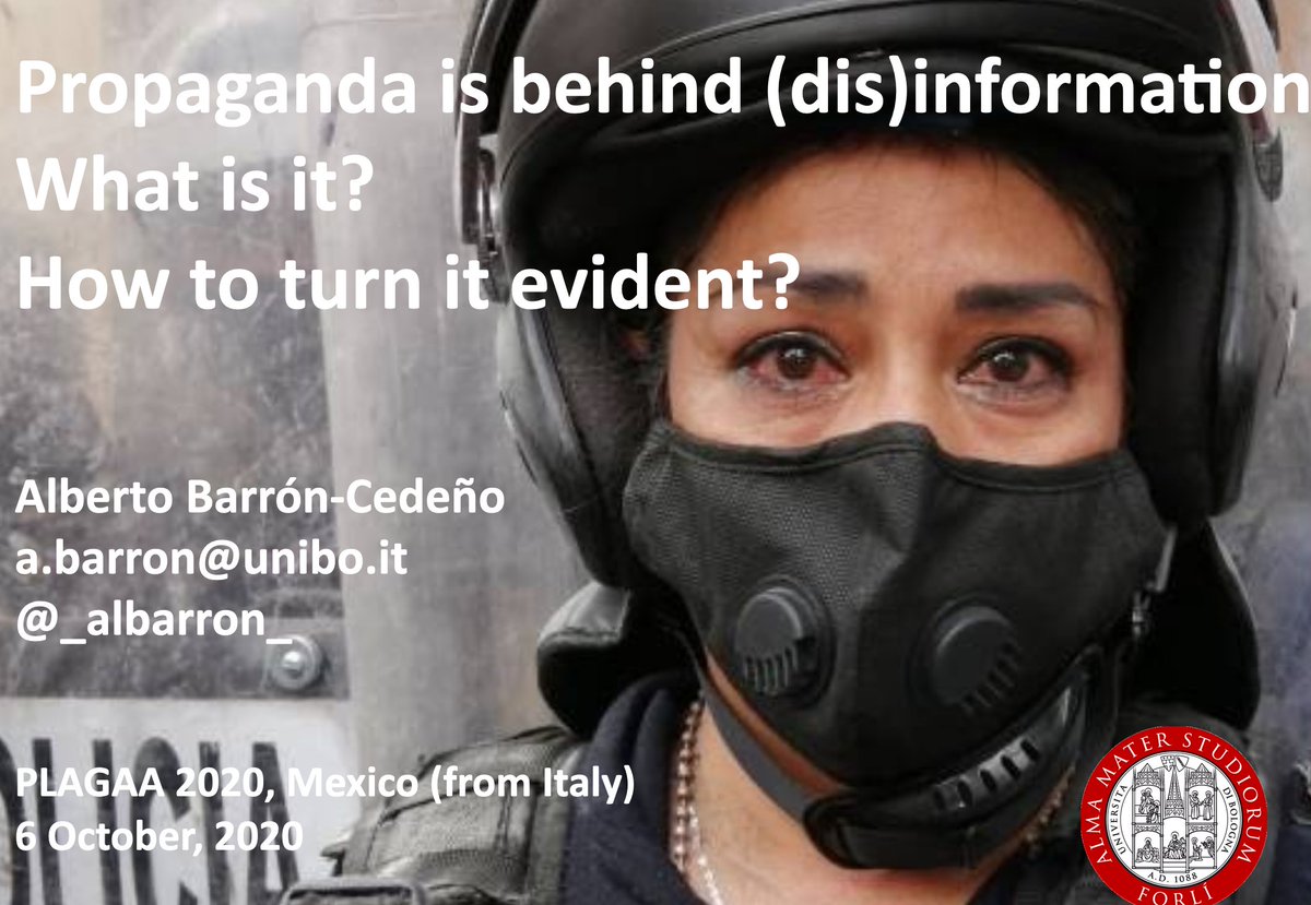 On Tuesday 6th at 9am (MX local time), I will speak at the 5th #PLAGAA workshop about propaganda and efforts to identify it with NLP, led by <a href="/giodsm/">Giovanni DSM</a>, <a href="/preslav_nakov/">Preslav Nakov</a>, and yours truly, among others. 

It's an online event and registration is still open:

sites.google.com/view/plagaa202…