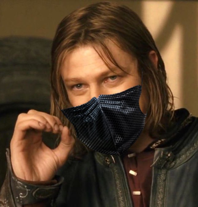 Boromir: he mentioned masks ONCE around Denethor and he bought Boromir like a hundred of these super nice black ones that matched his outfits