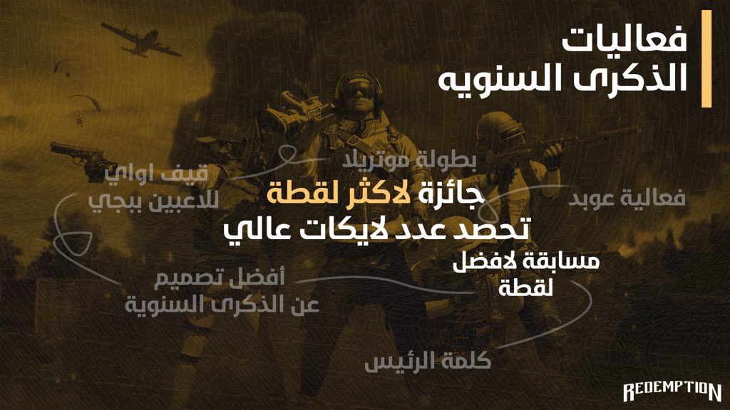 ANKAAEsports's tweet photo. ⚜️ | و الآن جبنا لكم فعاليه نشوف مين الجلادين في الذكرى السنويه الثانيه للفريق 😍.
جائزه لأكثر لقطة تحصد أكبر عدد من اللايكات 😎
الجوائز راح تتوزع على ٣ فائزين متكونه من
جاكيت الفريق x1
جيرسي x2
حط لقطتك تحت هذي التغريدة واكبر عدد لايكات ملابسه علينا 😍💛.
#RDTTwoYears https://t.co/F1Iw16ccz4
