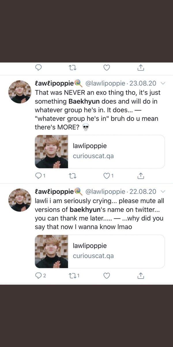 A small thread of lawlippopie showing her anti baekhyun nature