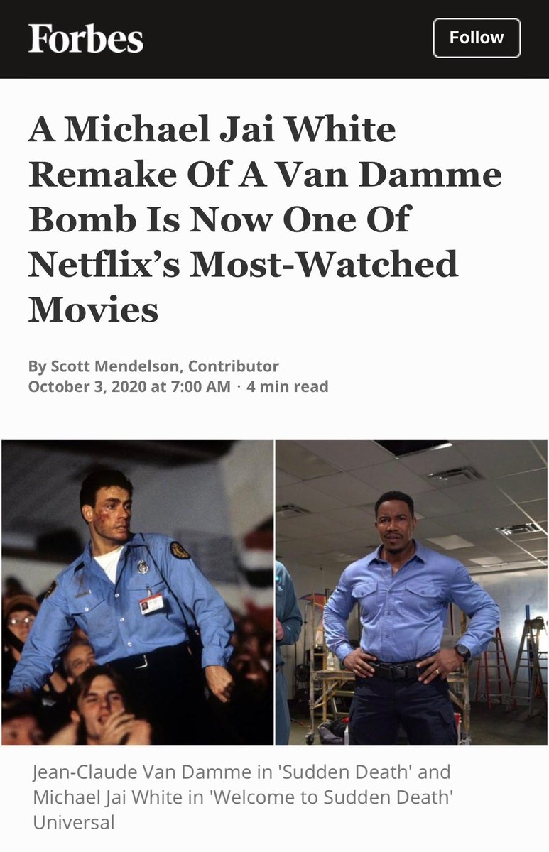 MichaelJaiWhite's tweet photo. Many thanks to everyone! #WelcomeToSuddenDeath #Forbes #Netflix #UniversalPictures #AllDigitalStreaming https://t.co/bLzuj064Q2
