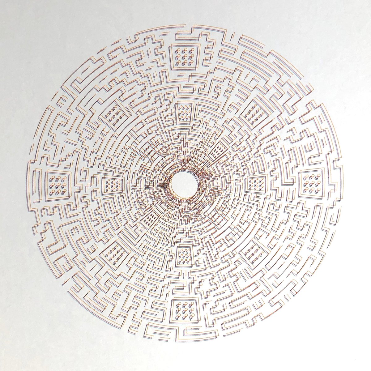 Day 4 of  #inktoberA circular maze, overlaid a few times. #inktober2020 #inktober2020day4 #plottertwitter