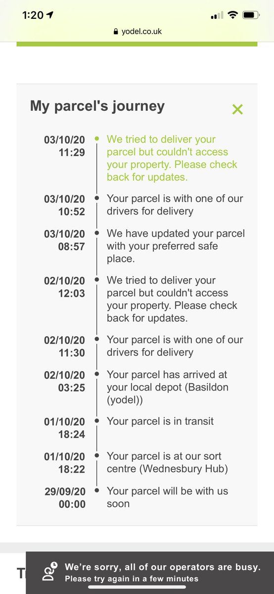 EmmaBakerCake's tweet photo. @YodelOnline would be interested to know why you’ve lied about trying to deliver my parcel for the third day in a row... https://t.co/ROOYDylKmn