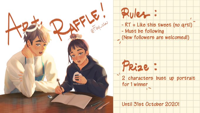 ?450 ART RAFFLE?
Thank you for your love and support for the last few months! 

⭐️RT+Like
⭐️Must follow (New followers are welcomed)
⭐️I'll pick the winner randomly ! 1 from Twitter, 1 from IG (@/fey_cia)
⭐️Ends in 31st Oct 2020 (12.00 PM, GMT+7) 