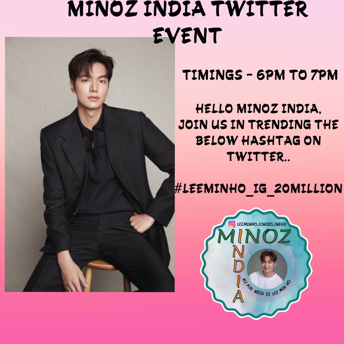 LMHloversIndia's tweet photo. Join us at 6PM #LeeMinHo_IG_20Million https://t.co/fe5hwhbnEz
