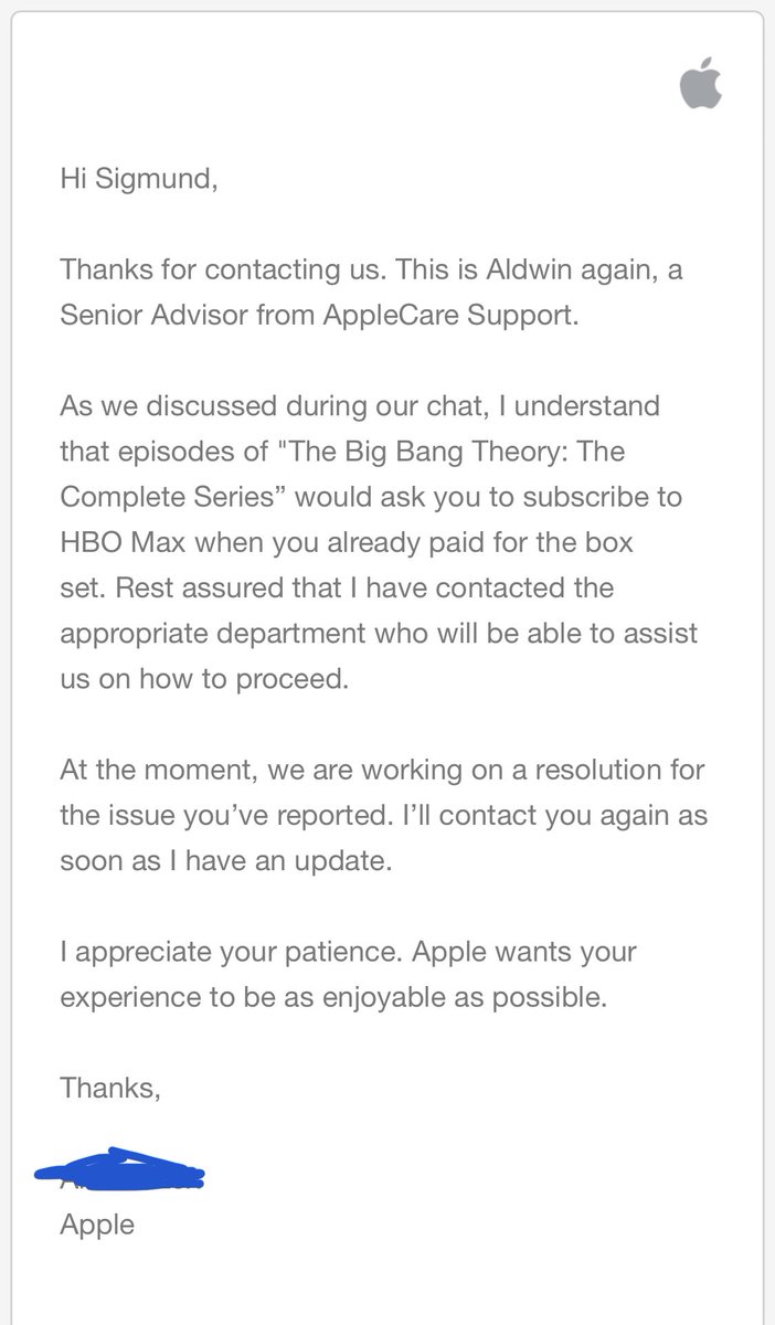 The Senior Advisor will then take the evidence and submit it to the relevant team in charge of the TV app and you’ll receive an email detailing the request and you can reply to that email should you have forgotten anything or should you need to submit additional evidence.