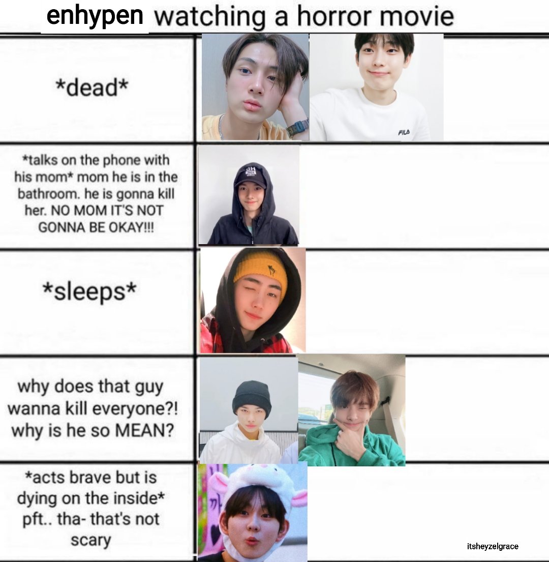 Enhypen member's when watching a horror movie..