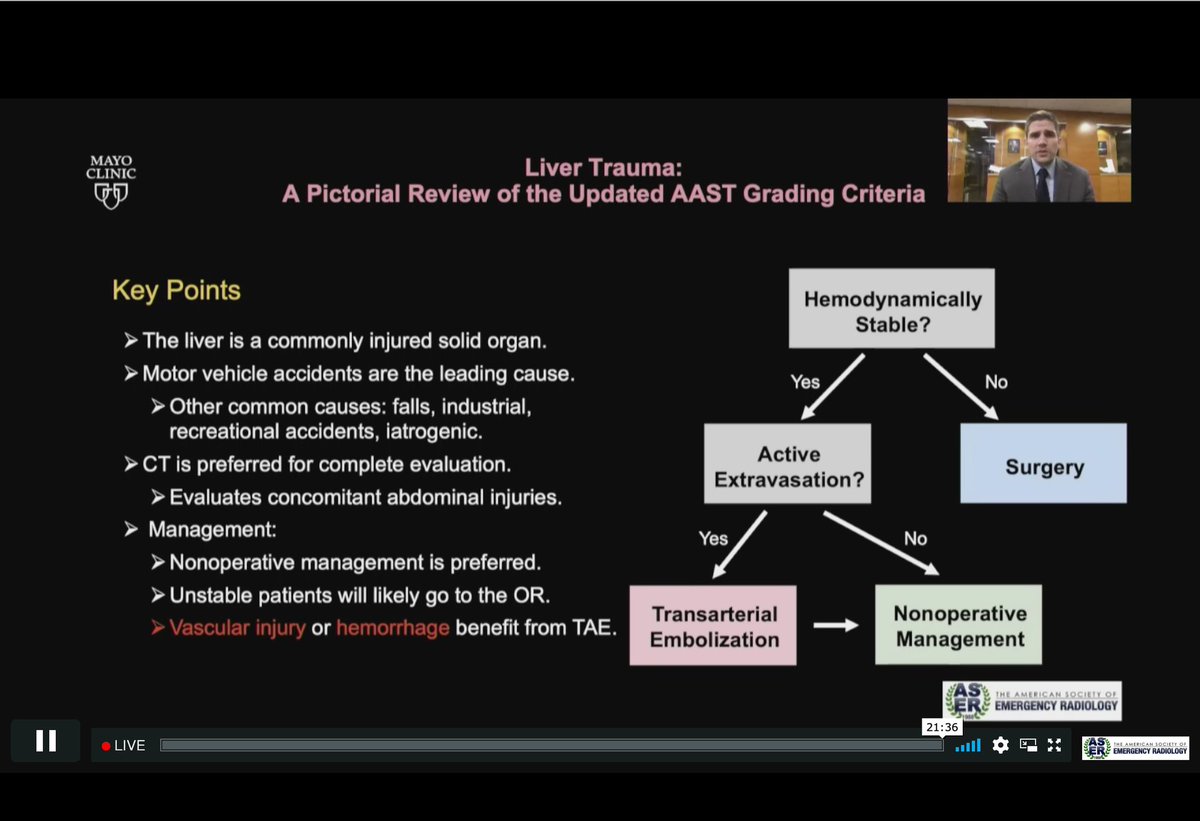MayoMN_RadRes's tweet image. #ScholarlySunday: @JohnKirbyMD presented his poster &quot;Liver Trauma: A Pictorial Review of the Updated AAST Grading Criteria&quot;  at @ASER_ERad 2020 this week, and received a Certificate of Merit! Way to go, John! 🎉 👏 #radres @MayoRadiology