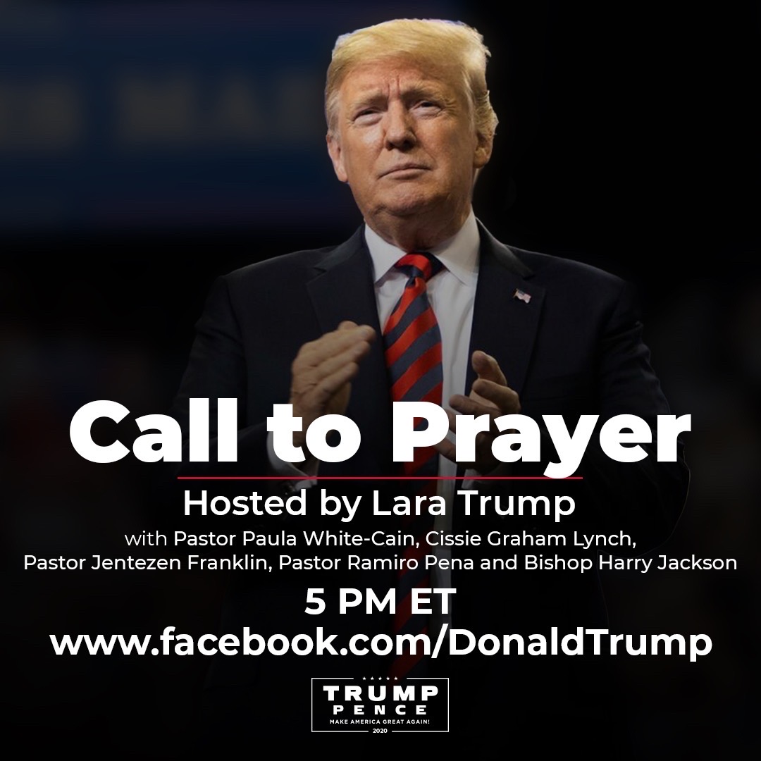 Paula_White's tweet photo. Join us tonight 5p.m. ET at https://t.co/PbMg3kLmKb as we lift up our President @realDonaldTrump and @FLOTUS in prayer!
#CallToPrayer #WhiteHouse #PrayForOurPresident #PrayForOurFirstLady #prayer #Sunday https://t.co/b7DrvhKa0d