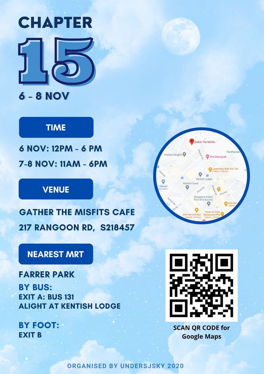 UnderSJSKY's tweet photo. UnderSJSKY🌌
Super Junior 15th Anniversary SG Cafe Event 

☁️ 6-8 Nov 2020
☁️ Gather The Misfits Cafe @ Farrer Park

More details in poster below! 
All fansupports are welcome, no sales allowed

See you there! 💙

#Chapter15withSJ
#FromELFforSUJU
#SuperJunior
#슈퍼주니어 https://t.co/LAehQfDbdF