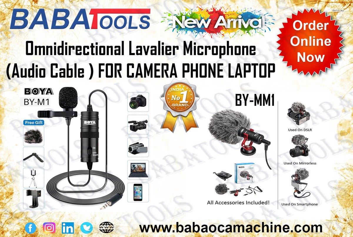 BabaCable's tweet photo. Boya BYM1 Omnidirectional Lavalier Condenser Microphone with 20ft Audio Cable (Black)
#Ordernow https://t.co/AzjXoZM9yV
#babaocamachine #babatools
#babaoca #babaservicetools
#smd #powersupply #mircoscope
#mircophone #mircophoneforcamera
https://t.co/S4DUruZxWl https://t.co/p11l9KG6t6
