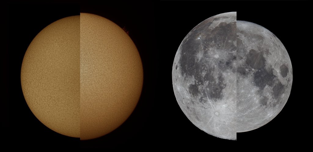 We know the orbits of the Earth around the #Sun , &amp; #Moon around the Earth are not circular. I took a picture of the Sun at Aphelion &amp; Perihelion (farthest &amp; closest points in orbit) &amp; the Moon at Perigee &amp; Apogee to show the difference in apparent size. #Astrophotography