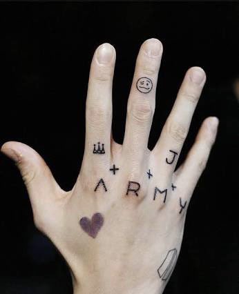 we’re tattooed on jungkook’s hand. A R M Y is going to be with him for the rest of his life.