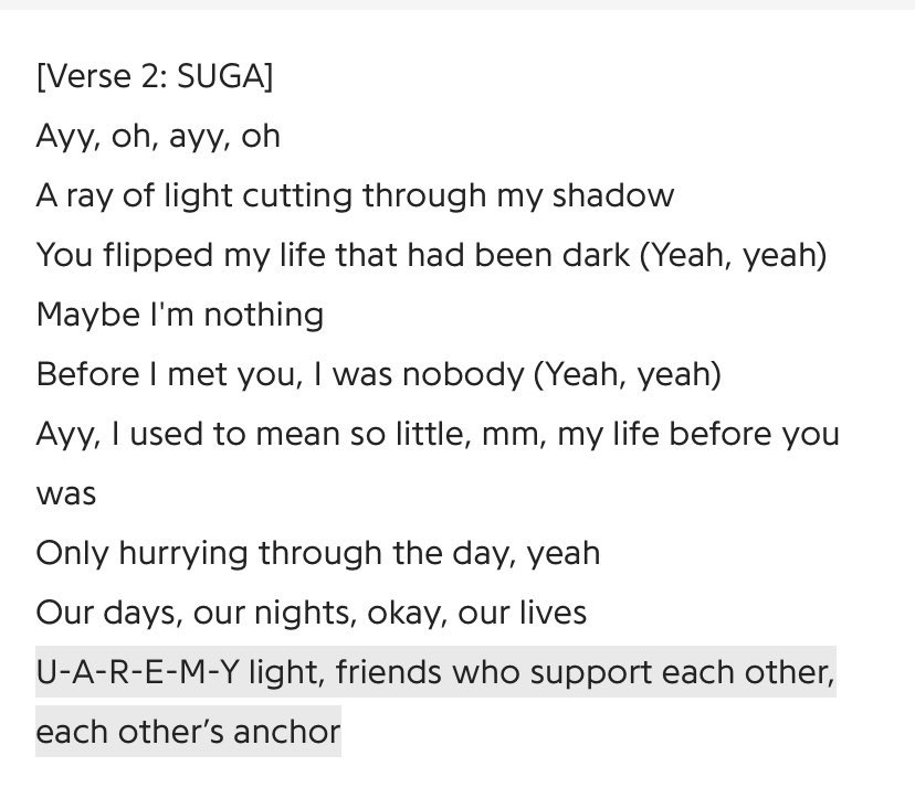 Yoongi’s lyrics in Blueberry Eyes (a love song from max to his wife) which were about us