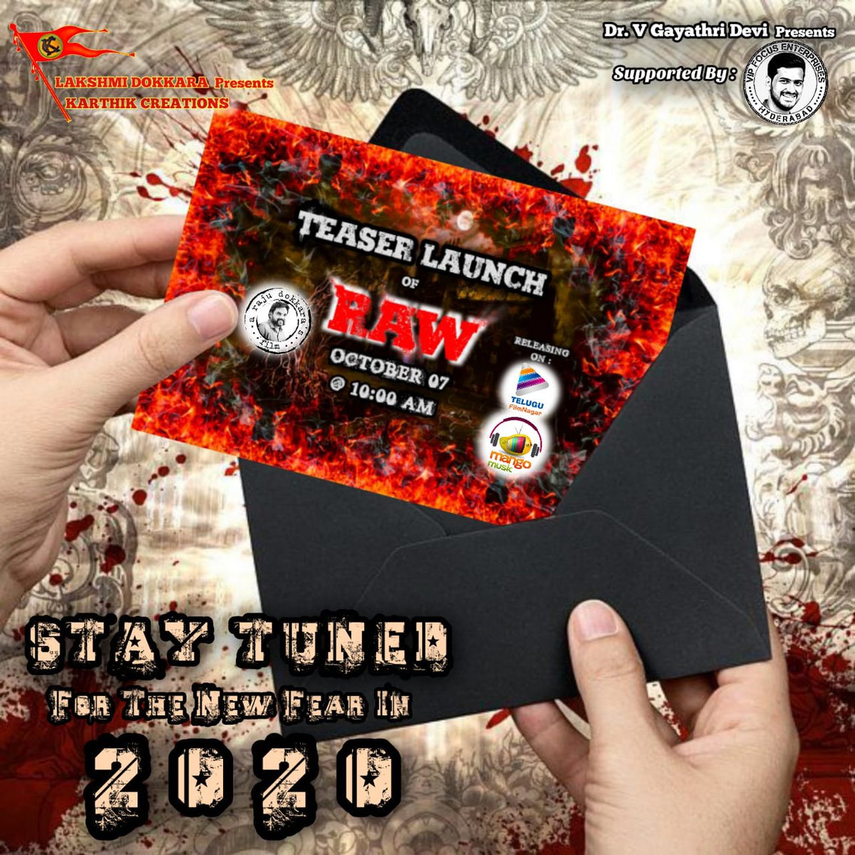 MangoMusicLabel's tweet photo. Even The Soul Tells Story!!👻
The Fearful teaser of #RAW will be out on 7th Oct
A @Dokkararaju's Film
#RAWTeaser
Produced by #KarthikCreations
Written & Directed by #RajuDokkara
D.O.P: #VIPSri
#KVedaa & #SantoshKavala Musical🎼 on @MangoMusicLabel https://t.co/cFk0odmiV5