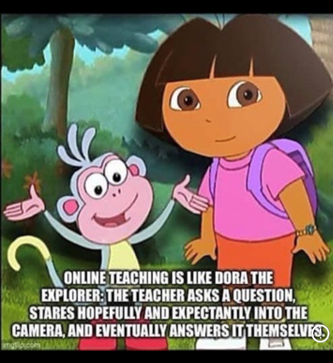 WinterGreenAP1's tweet photo. Second place winners in the Fall 2020 Meme Challenge were @MsLBarrett w/ a small dig at the Patriots, @farrington_art w/a meme for grown ups, and @LortiesLeaders w/Dora es la Maestra #whygreen #thisiswhy #thegrownupmemeisprettyfunny #butnottweetable https://t.co/vsa62M95Rg