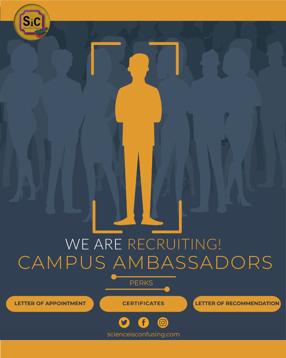 Team_SiC_2020's tweet photo. Our Campus Ambassador programme(not paid) has begun. Join us
https://t.co/wNoQFJb8fl

#science #scienceiscool #scienceisconfusing #scienceofinstagram #sciencematters #followusformore #campus #ambassador #campusambassador #campusambassadors #perks #internship #incentive https://t.co/tUCMajrDE3