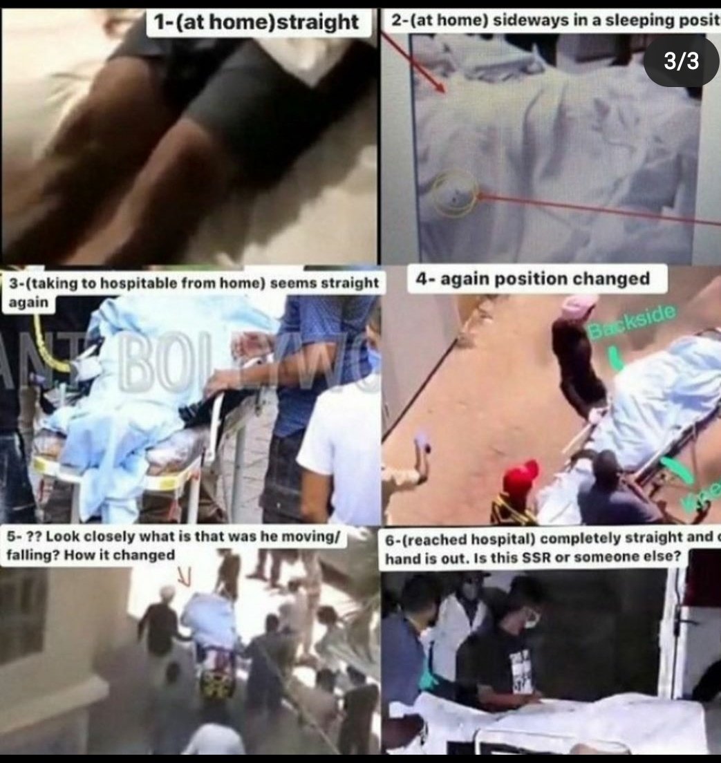 SoniCha99349641's tweet photo. #AllEyesOnCBI 

See the pic 1&amp;2 how that's possible. And in 3rd pic how can a dead body move Firstly its straight then position changed to sideway and then again in a straight position. https://t.co/zXOvrNLzam