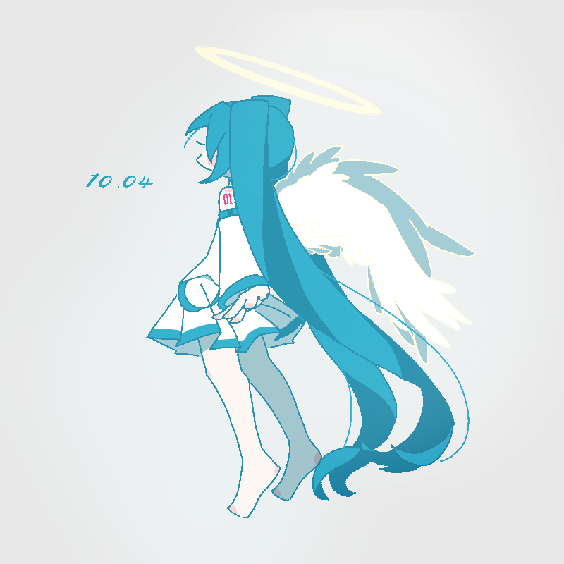 hatsune miku 1girl long hair wings solo halo very long hair angel wings  illustration images