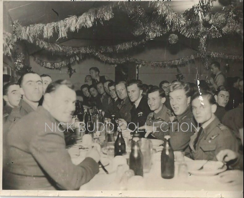 Christmas 1944, was Ted’s last. Pic 1: A Christmas card to my Grandparents. Pic 2: 614Sq Christmas Day dinner that Ted could enjoy after the Berghof op was cancelled. Pic 3: Tom Scotland’s & crew living accommodation, Christmas Day 1944. ©Tom Scotland23)