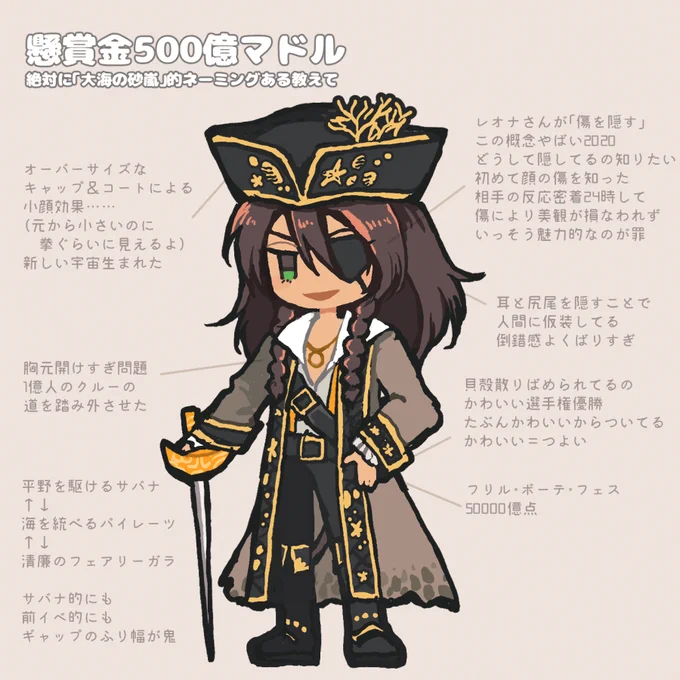 レパイ(略称)設定つよつよの強すぎる。勲章たる傷を隠すレさんパラレルのバックグラウンドよ…耳と尻尾を隠して海賊と人間のW仮装になって脱ぐと出てくるのはさすがに反則技に指定。平野駆けるサバナと海を統べるパイレーツがぶつかり宇宙生まれた。ガラからのふり幅も凄い。ビジュかわいいの極… 