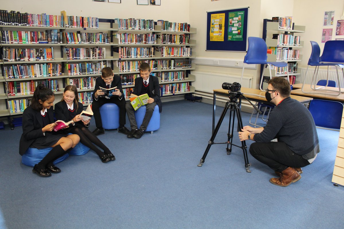 Some of our students reading in the LRC during Day 2 of our video shoot.  George Dersley, Filmmaker and Editor <a href="/ModusFilm/">Modus Film</a> is now editing the videos ready for our Open Event, which goes live at midday on Tuesday 13th October at openevening.org.uk.  
#secondaryschool