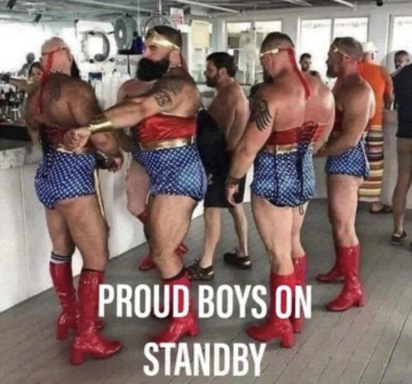 LaurenPComedy's tweet photo. I found my team for Nov 4th. #ProudBoys #ProudBoysStandby #WonderWoman #wondermen #gotYourback #invisibleplane #visiblelove #muscle https://t.co/z2BeuPRCO0