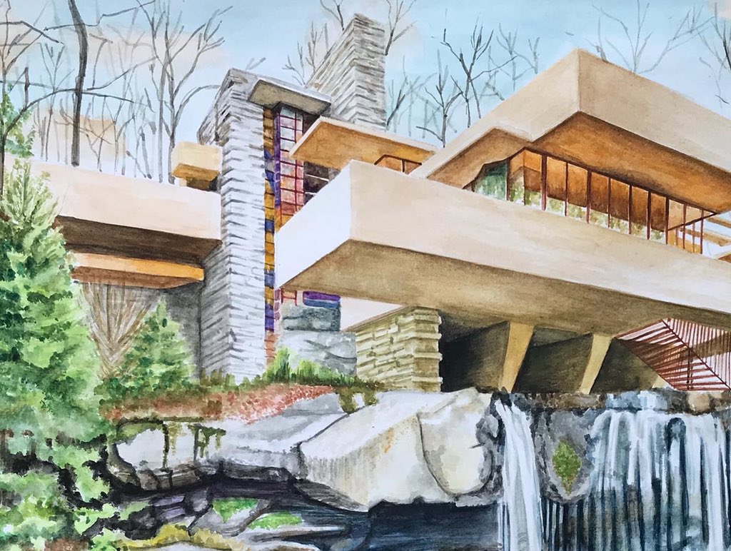 Alcntrab's tweet photo. “Fallingwaters” by Frank Lloyd Wright 🤍

post q lang para di puro kpop at rant nasa acc ko HAHA :>> follow my ig art acc 🥺👉🏼👈🏼 :@/ _bianc_art_ https://t.co/KANc2wcVzD