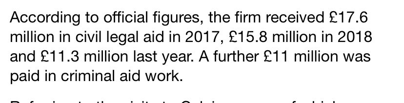 Context is shorn. This “staggering bonanza” represents three years of turnover for a large company. It is not profit.You are not told how many cases it reflects, what work was involved, what staff are paid, what the profit margins are. The gross figure alone is meaningless.