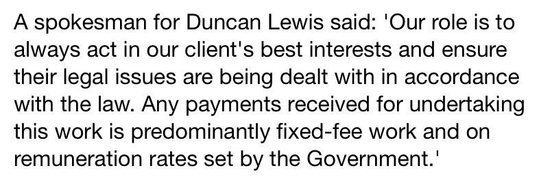 Finally, the journalist leaves to the very end the rather boring fact (given in rebuttal by the solicitors rather than presented honestly by the Mail) that legal aid rates are fixed by government. The government severely restricts who qualifies and how much is paid.